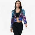 thumbnail image 5 of Women's Sequin Cropped Blazer Long Sleeve Sparkly Open Front Jacket - X Large, Midnight, 5 of 7