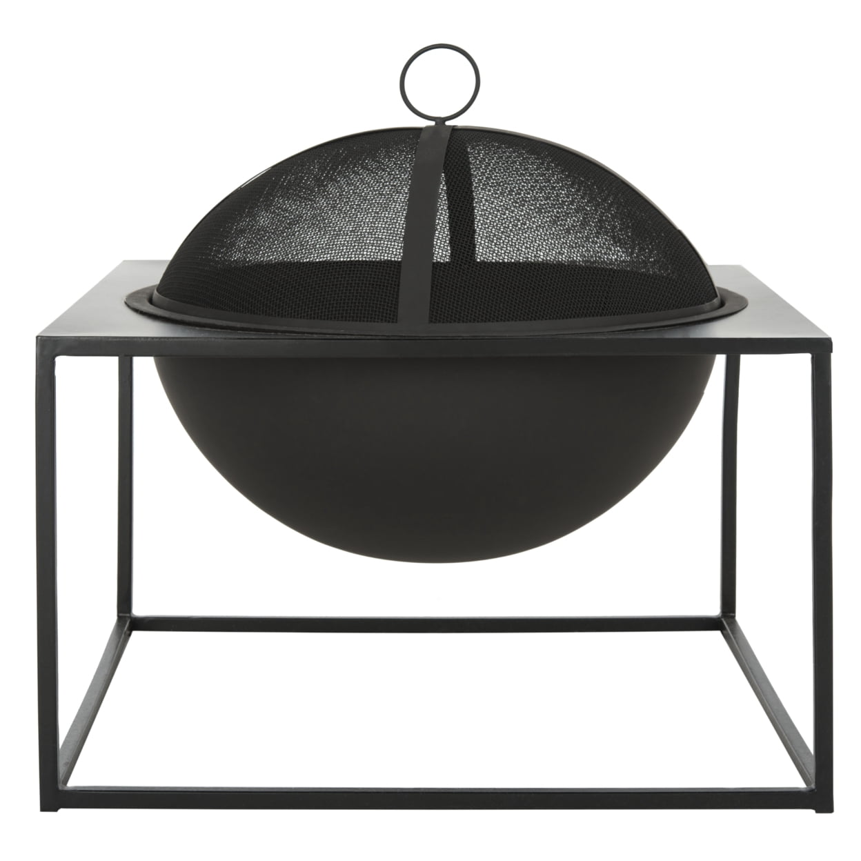 Safavieh Leros Outdoor Modern Square Fire Pit with Cover