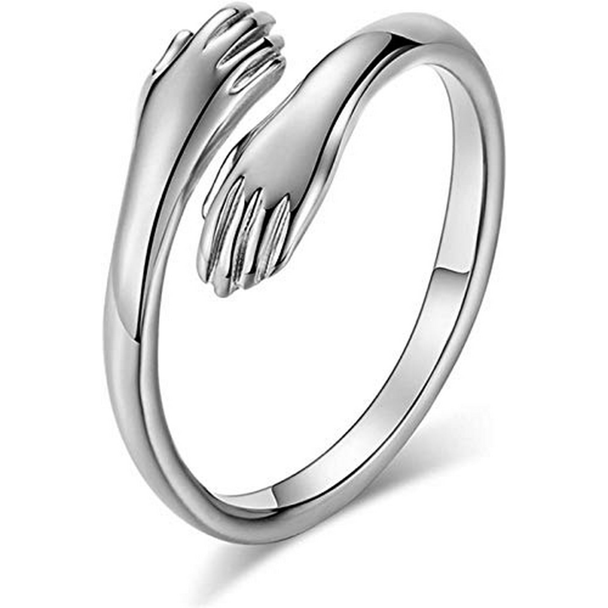 See Pic Hug Ring 925 Sterling Silver Rings For Women Girls Silver Hugging Hands Open Ring Jewelry Hug Hands Statement Rings Wedding Bands Silver Hug