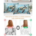 thumbnail image 4 of Hokiten Pillow Cases Queen Size Set of 2, Couch Pillow Covers, Coastal Sea Turtle Satin Pillowcases with Zipper for Hair/Skin, Vintage Teal Nautical Beach Botanical 20x30 Inches, 4 of 6