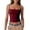Wine, variant on Staron Women Spaghetti Strap Square Neck Sleeveless Solid Basic Casual Fashion Trendy Party Vacation Beach Travel Cocktail Night Out Club Tight Crop Tops Tank Tops, White L