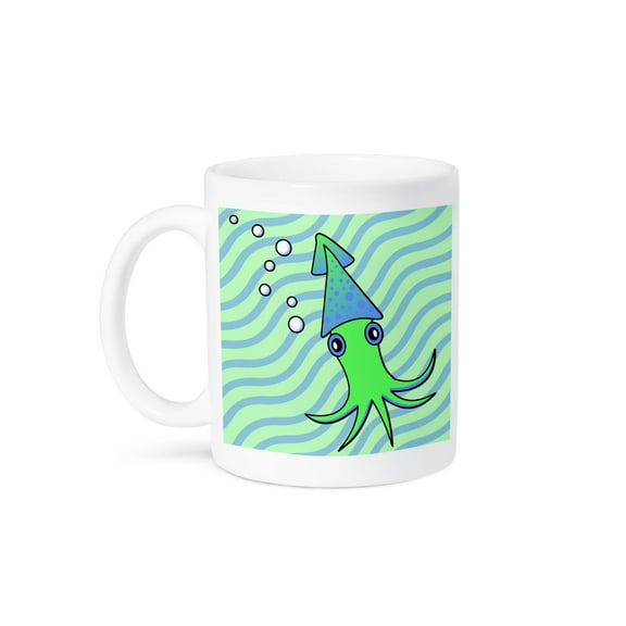 3dRose, Cute Green and Blue Squid, 11oz Mug