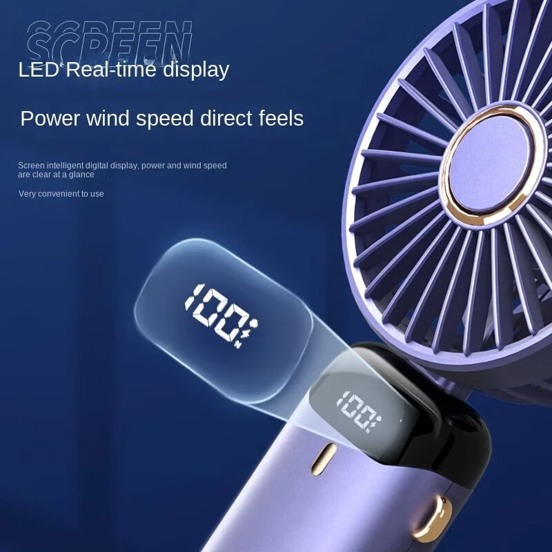 Portable Handheld Fan, Portable Fan Rechargeable, 5000mAh, 180° Adjustable, 6 Speed Wind, Display Electricity in Real Time, USB Rechargeable Foldable Fan, Quiet Personal Fan with Power Bank