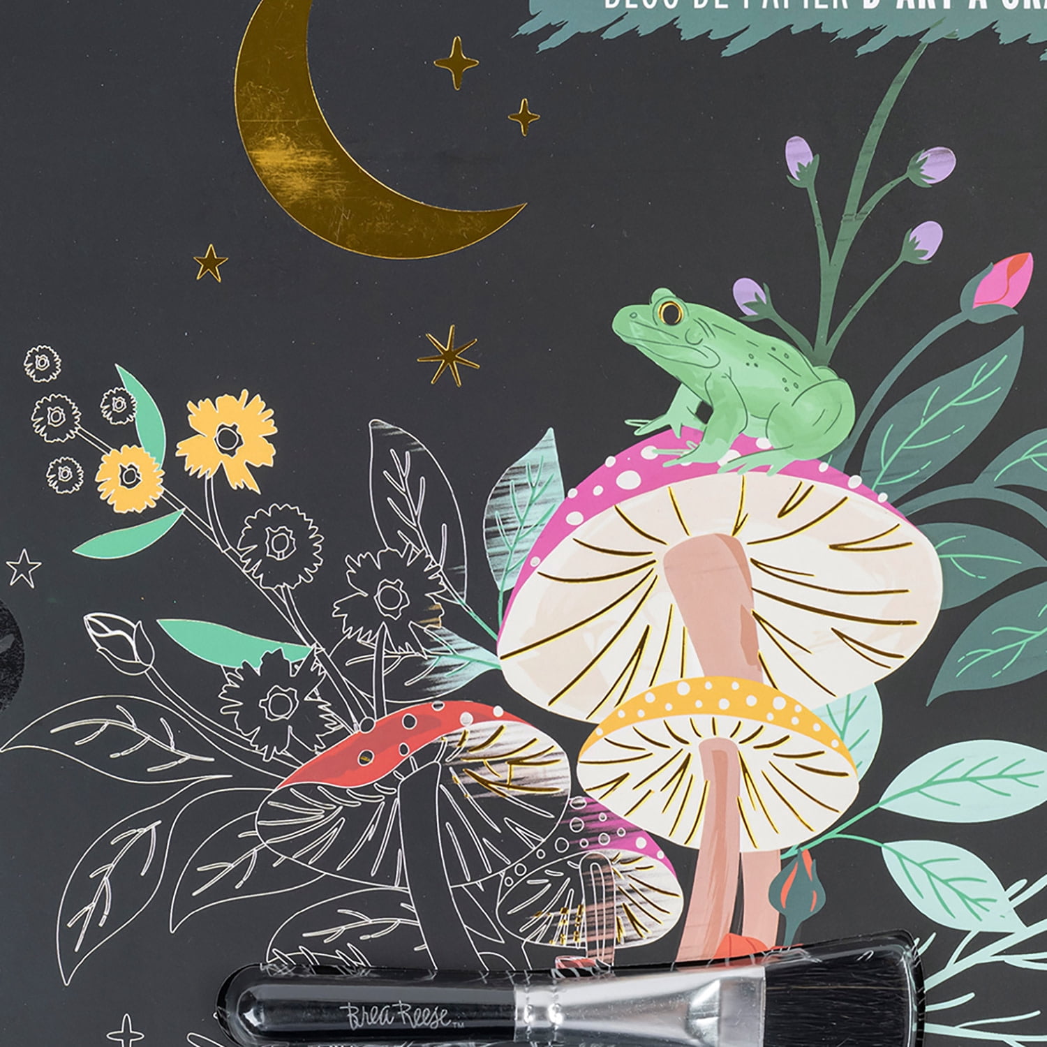 Brea Reese: Scratch Art Kit - Mythical Animals - 6 Designs, Metallic Guided Art, Dual-Tip Stylus & Brush, Easy-to-Frame 9x12" Pages, Adult Craft Kit