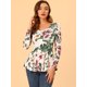 thumbnail image 4 of Camisa Peplum Estampada Con Cuello Redondo Y Mangas Largas De Leopardo Para Mujer Blanco rojo verde L, 4 of 6