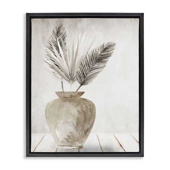 Stupell Industries Bohemian Rustic Botanical Fronds Black Floating Frame Canvas Art, 17 x 21, by Kim Allen