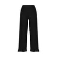 thumbnail image 4 of DHFJKG Women's Casual Pants Solid Color Ruffled Hem Comfortable Loose Fit Trousers For Daily Wear Pure Color Stretchy Lightweight With Pockets Comfort Trousers, 4 of 5