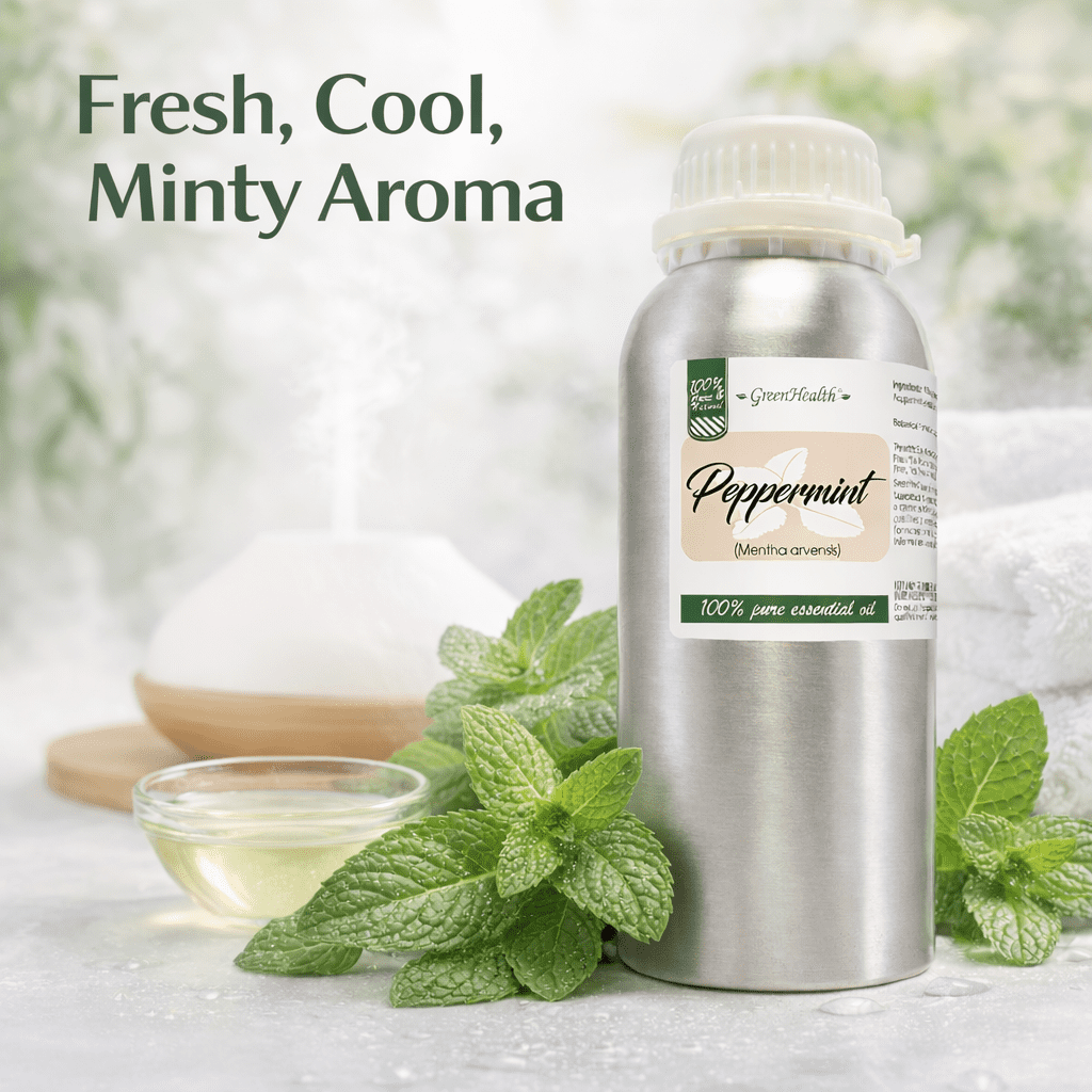 GreenHealth 16 fl oz Peppermint Essential Oil (100% Pure & Uncut), Aluminum Bottle