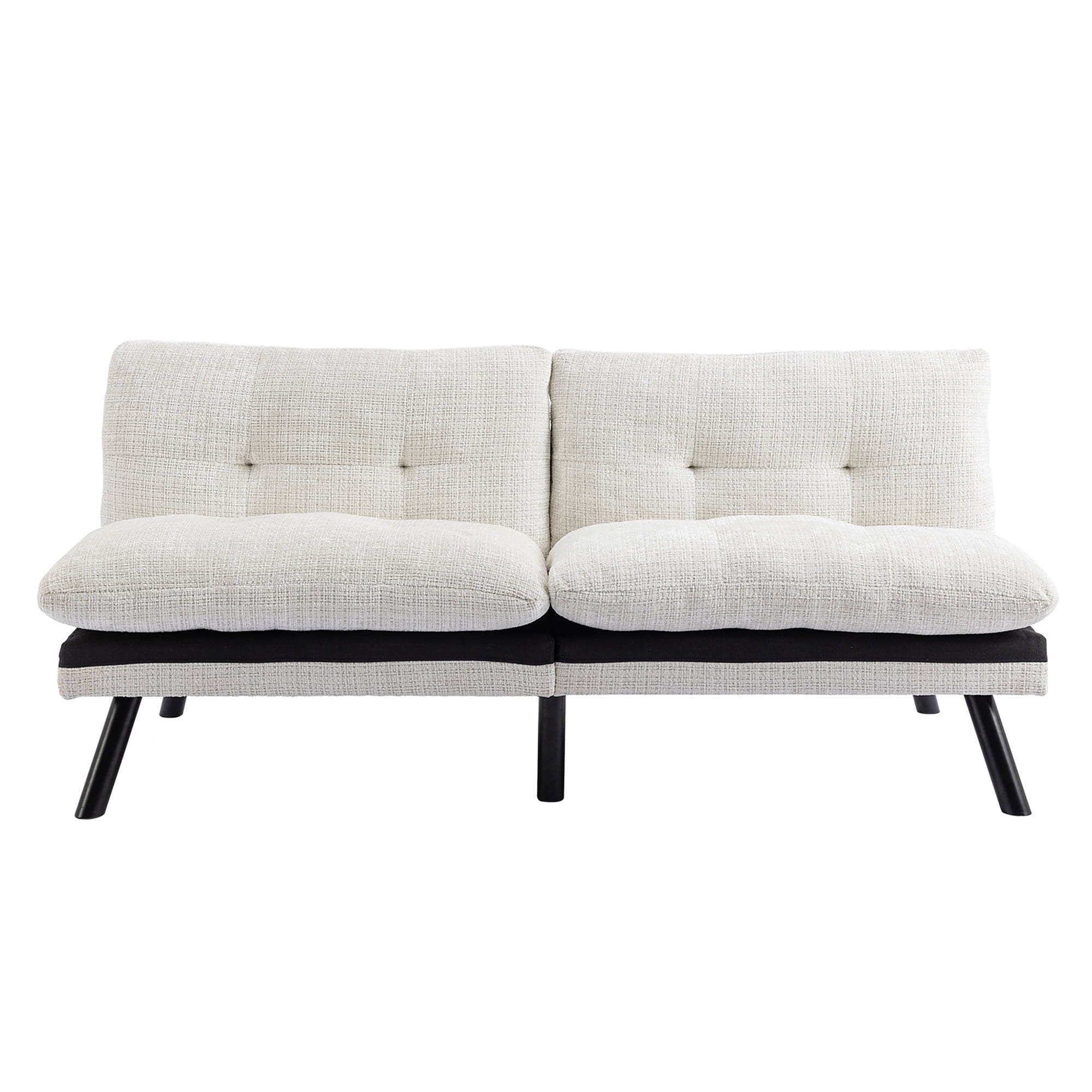 Kadyn Convertible Sofa Bed, Loveseat Futon Bed with Metal Legs, Adjustable Lounge Couch for Compact Living Space Chenille, Cream White Kadyn Convertible Sofa Bed, Loveseat Futon Bed with Metal Legs, Adjustable Lounge Couch for Compact Living Space Chenille, Cream White