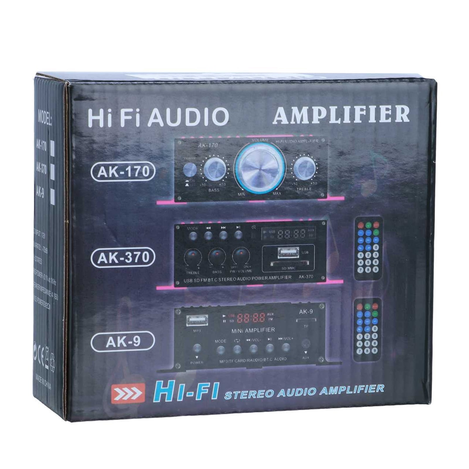 AK380/AK370/AK170 400W*2 2 Channel Bluetooth HiFi Power Amplifier Home Car Audio Class D Remote Control FM Radio AUX USB/SD ,Scalable Fun