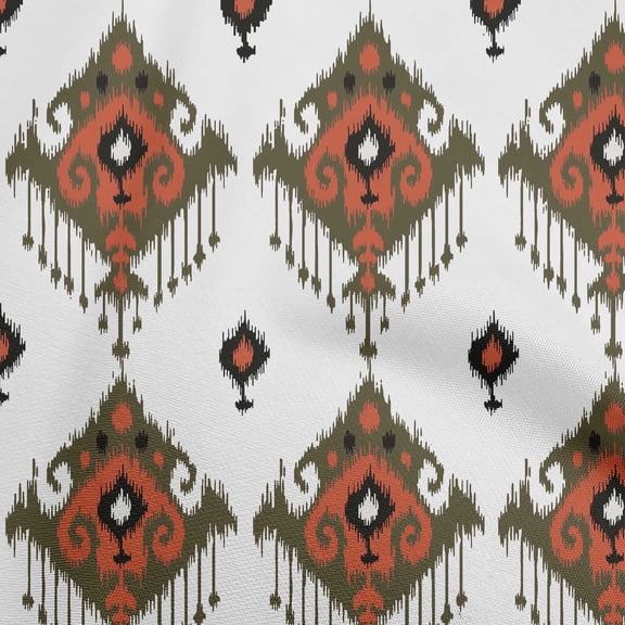 oneOone Cotton Poplin Red Fabric Asian Ikat Dress Material Fabric Print Fabric By The Yard 56 Inch Wide