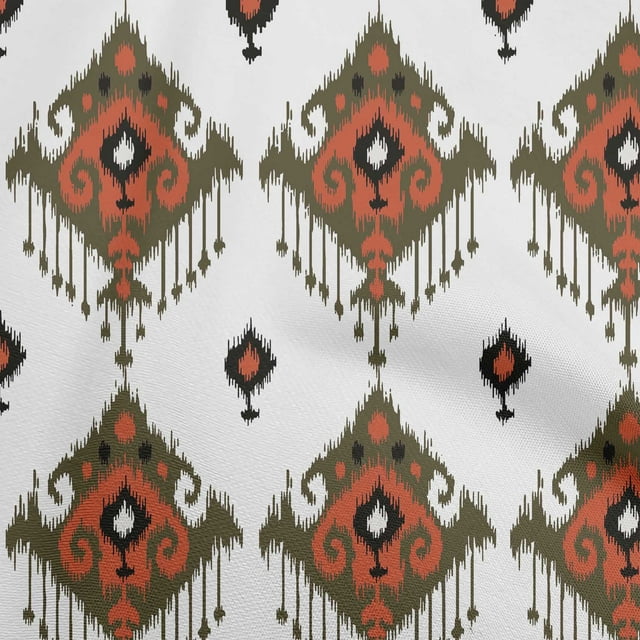 oneOone Rayon Red Fabric Asian Ikat Craft Projects Decor Fabric Printed By The Yard 56 Inch Wide