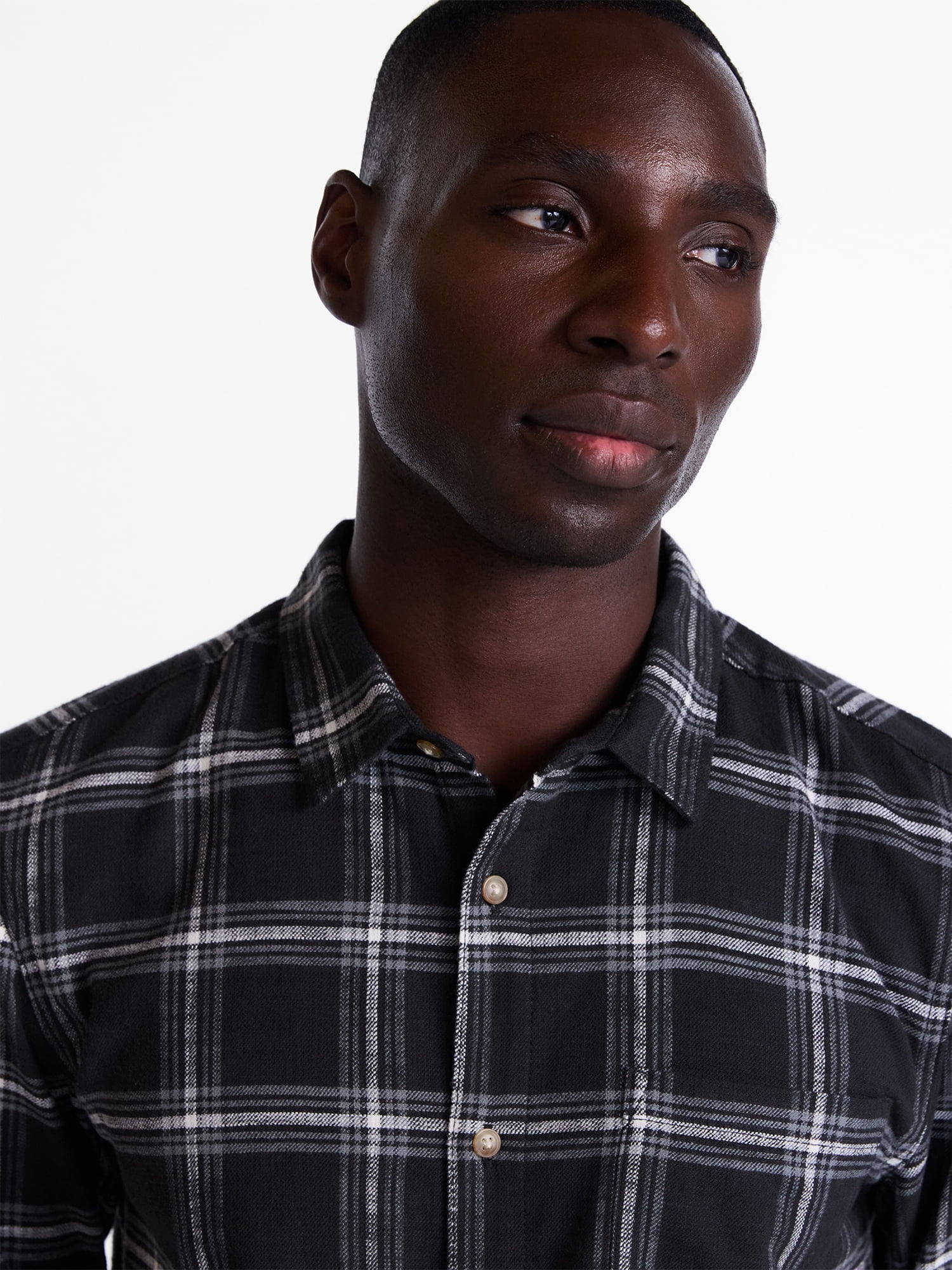 George Men's and Big Men's Slub Cotton Shirt with Long Sleeves, Sizes S-3XL