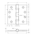 thumbnail image 2 of Deltana DSB4NB10BD 4" X 4" Solid Brass Square Corner Ball Bearing Mortise Hinge - Bronze, 2 of 2