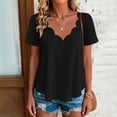 thumbnail image 5 of Uaswgudfs Women's Summer V - Neck Short Sleeve Blouse, Hollow Out Lace Top, Breathable Knit Shirt, Comfortable Casual Wear Black S, 5 of 9