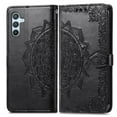 thumbnail image 2 of ShellTech Embossed Flower Case for Samsung Galaxy A15,Magnetic Leather Card Slots Wallet Pattern Case Kickstan Cover for Galaxy A15 5G,Black, 2 of 6