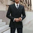 thumbnail image 4 of i.Finelong Men's Black Pinstripe Double-Breasted Suit Set - Formal/Wedding Party Outfit (Jacket & Pants), 4 of 6
