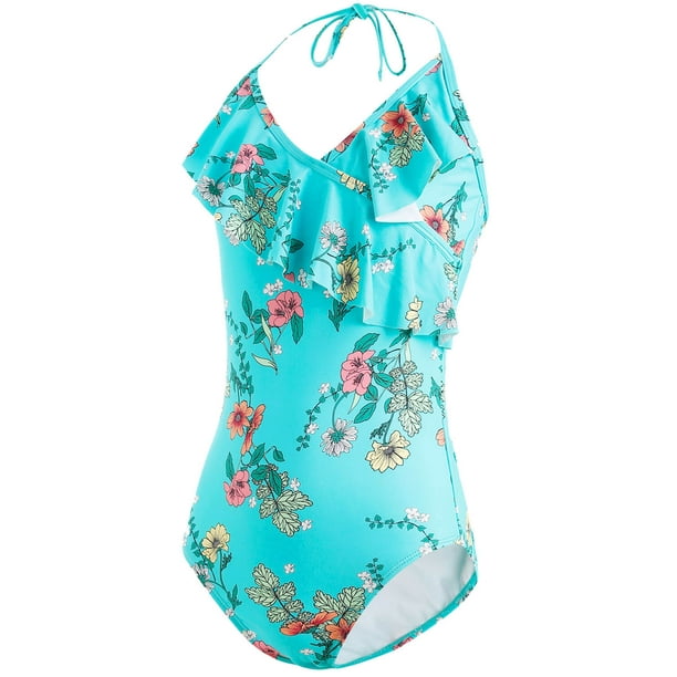 AS ROSE RICH Girls Swimsuits One Piece Ruffle Bathing Suit Kids ...