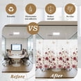 thumbnail image 5 of Window Privacy Film Red Spring Floral Stained Glass Window Film Decorative Sun Block Window Cover Elegant Pastoral Flowers Watercolor Window Clings Static Adhesive Sticker for Bathroom 23.6"x78.7", 5 of 7