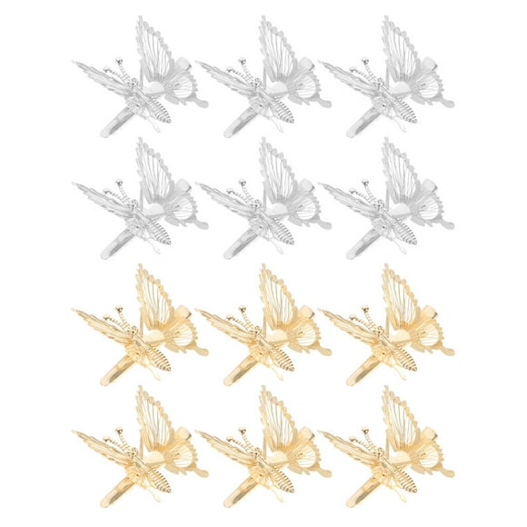 Miangastore Butterflies Hair Clips for Women with Metallic Hollow Design Assorted Color 12pcs Bag