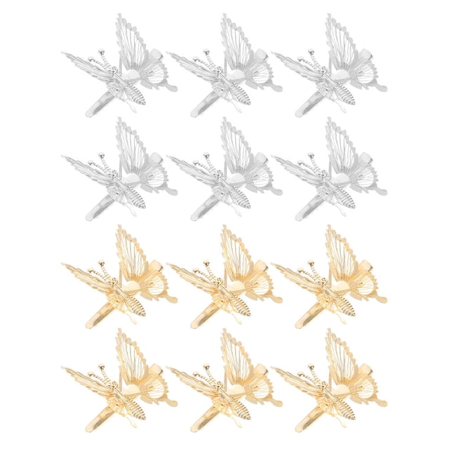 12 Pcs Pinces à Cheveux Métalliques Creuses Papillons Pinces à Cheveux Épingles à Cheveux Barrettes