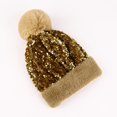 thumbnail image 3 of Gorro de punto para mujeres y niñas, gorro grueso sintética con pompón, gorro de invierno - Oro Baoblaze mujer gorro de invierno, 3 of 8