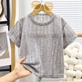 thumbnail image 4 of Zpanxa Kids Shirts Smocked Crew Neck Short Sleeve Solid Color Lightweight Breathable Summer Casual Tee, 4 of 7