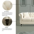 thumbnail image 4 of 3 Seater Chesterfield Sofa with 2 Pillows, Classic Velvet Upholstered Tufted Couch with Rolled Arms and Nailhead, Leisure Sofa Couch for Living Room, Bedroom, Office, Apartment, Beige, 4 of 9