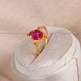 thumbnail image 3 of Oval Cut Daity Ruby Ring, Lab Created Round Orange Sapphire Gemstone Ring, Minimalist Praposal Ring, 925 Starling Silver Handmade Fine Jewelry, September And July Birthstone Ring, Gift For Her,, 3 of 5
