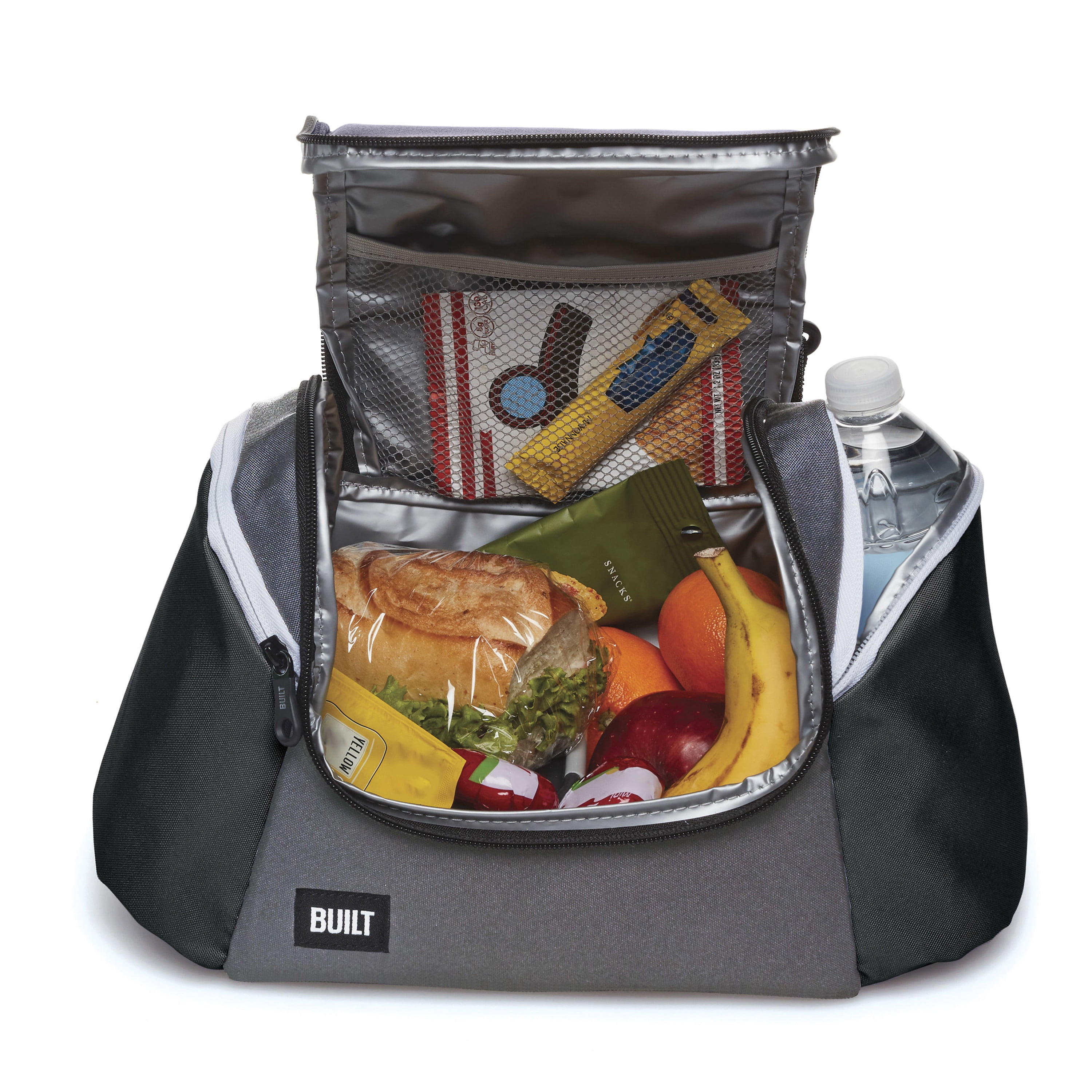 BUILT All Day Insulated Lunch Bag, Gray with Black Accents