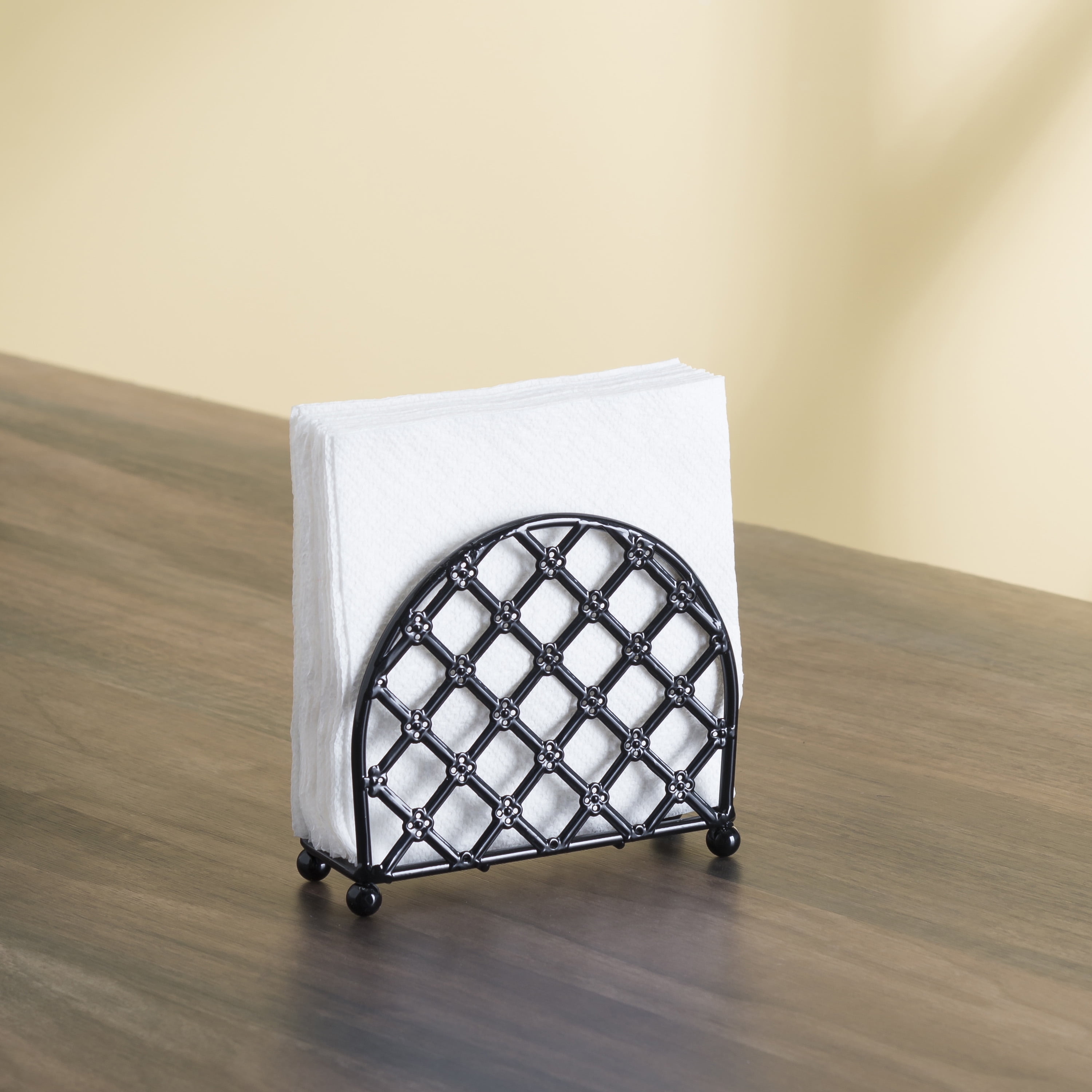 Home Basics Lattice Collection FreeStanding Napkin Holder, Black