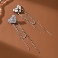thumbnail image 4 of Sunyuer 14K Gold Plated Chain Fringe Dangling Tassel Liner Earrings, Cubic Zirconia Love Heart Dangle Earrings for Women, 4 of 5