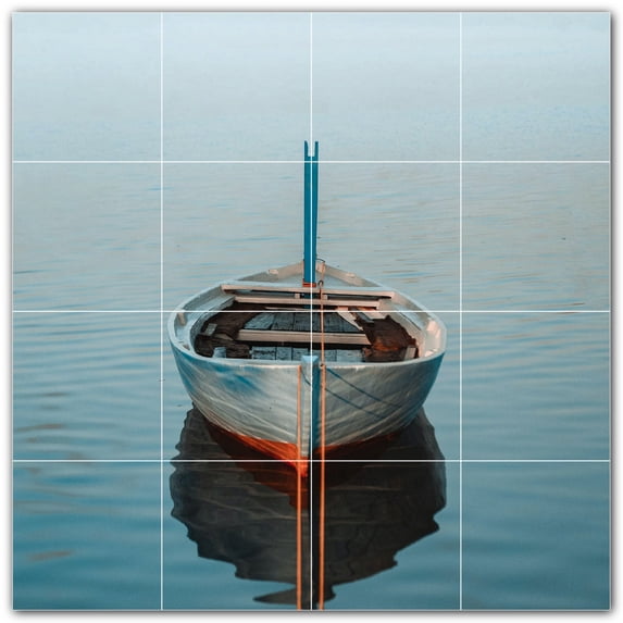 Picture-Tiles.com: Boat Ceramic Tile Wall Mural WAL500237-44S. 17"W x 17"H using (16) 4.25" x 4.25" Ceramic Tiles-Satin Finish