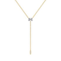 Lab Grown Diamond Lariat Pendant Necklace For Women | 1 Carat IGI Certified Emerald Shape FG VS | 14K Yellow Gold |Vanna Lariat Pendant FRIENDLY DIAMONDS