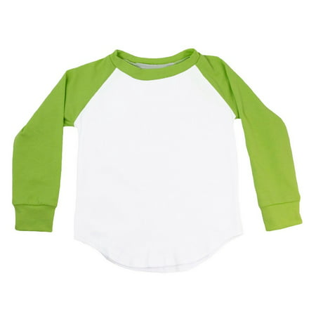 Unisex Baby Lime Green Two Tone Long Sleeve Raglan Baseball T-Shirt