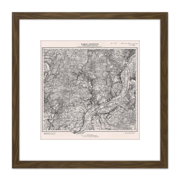 Map 1879 Prussian Land Survey Schwetz Region Replica 8X8 Inch Square Wooden Framed Wall Art Print Picture with Mount