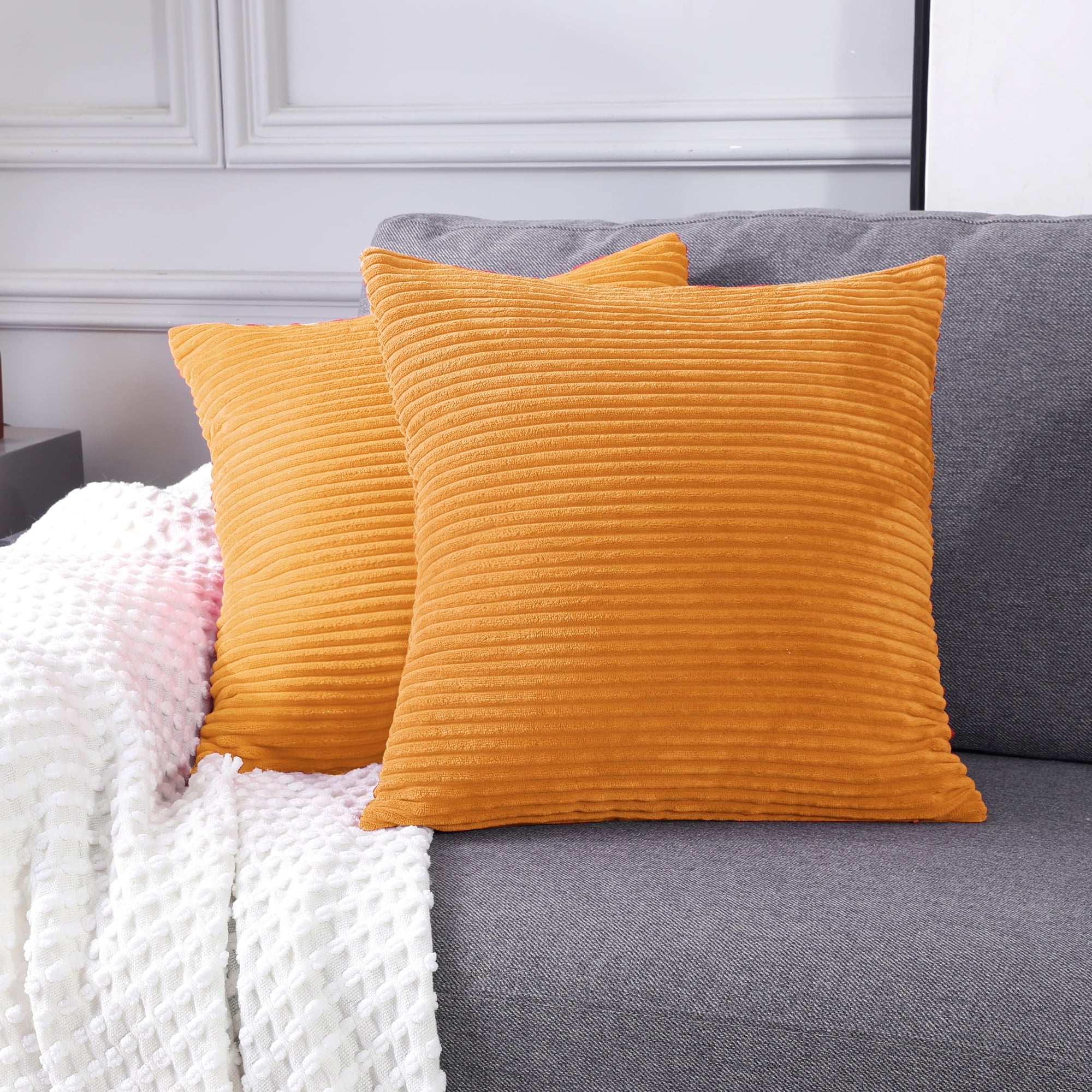 Deconovo Corduory Decorative Throw Pillow Covers Soft Square Pillow