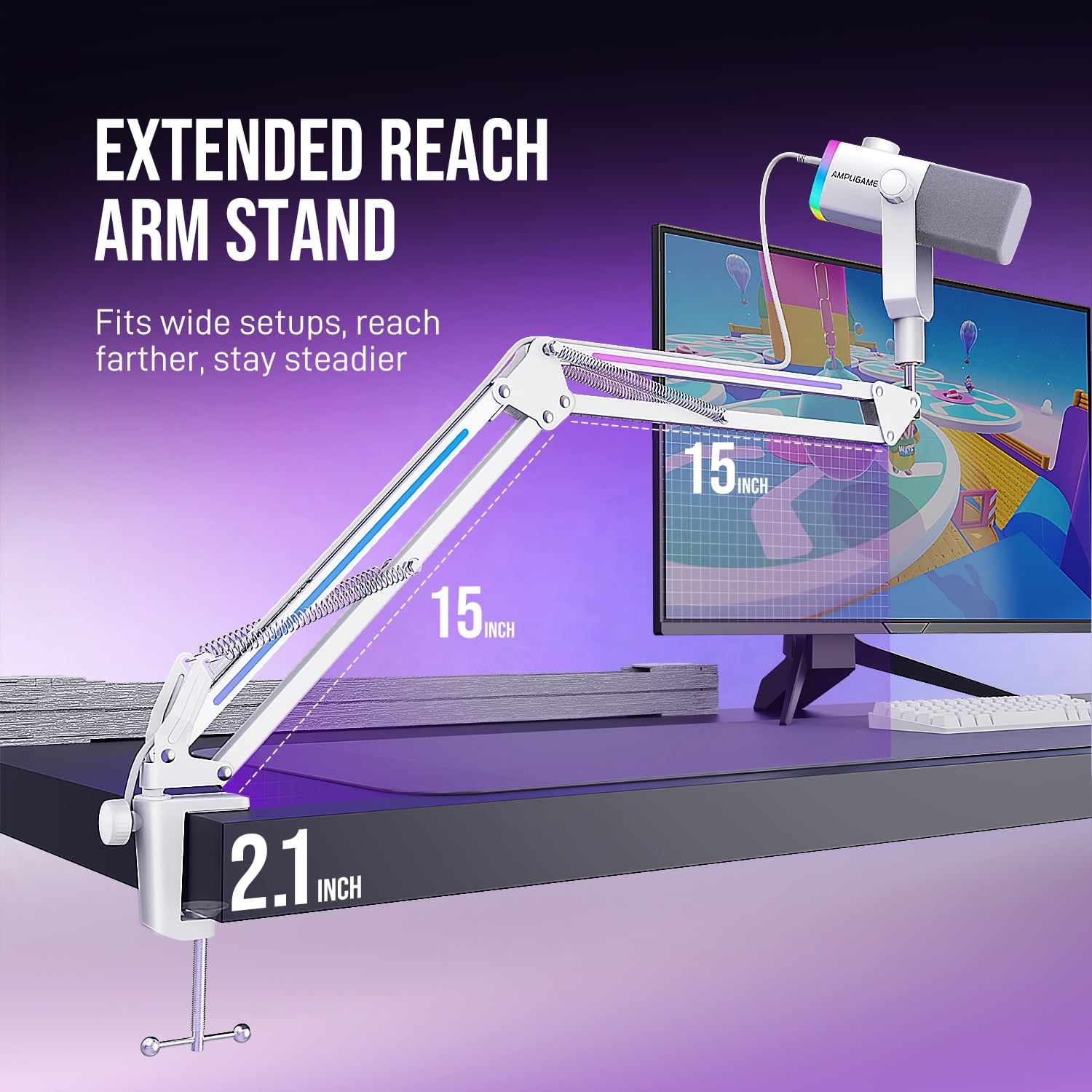 FIFINE AM8 Gaming Microphone Kit with Software, RGB Boom Arm Stand, USB/XLR Dynamic PC Microphone for Computer PS5 with Mute, Headphone Jack, AM8T PRO