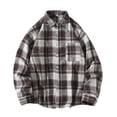 thumbnail image 2 of Blusa y camisa de manga larga con cuello vuelto para hombre, estilo informal, a cuadros, con bolsillos y botones, de licra, 2 of 4