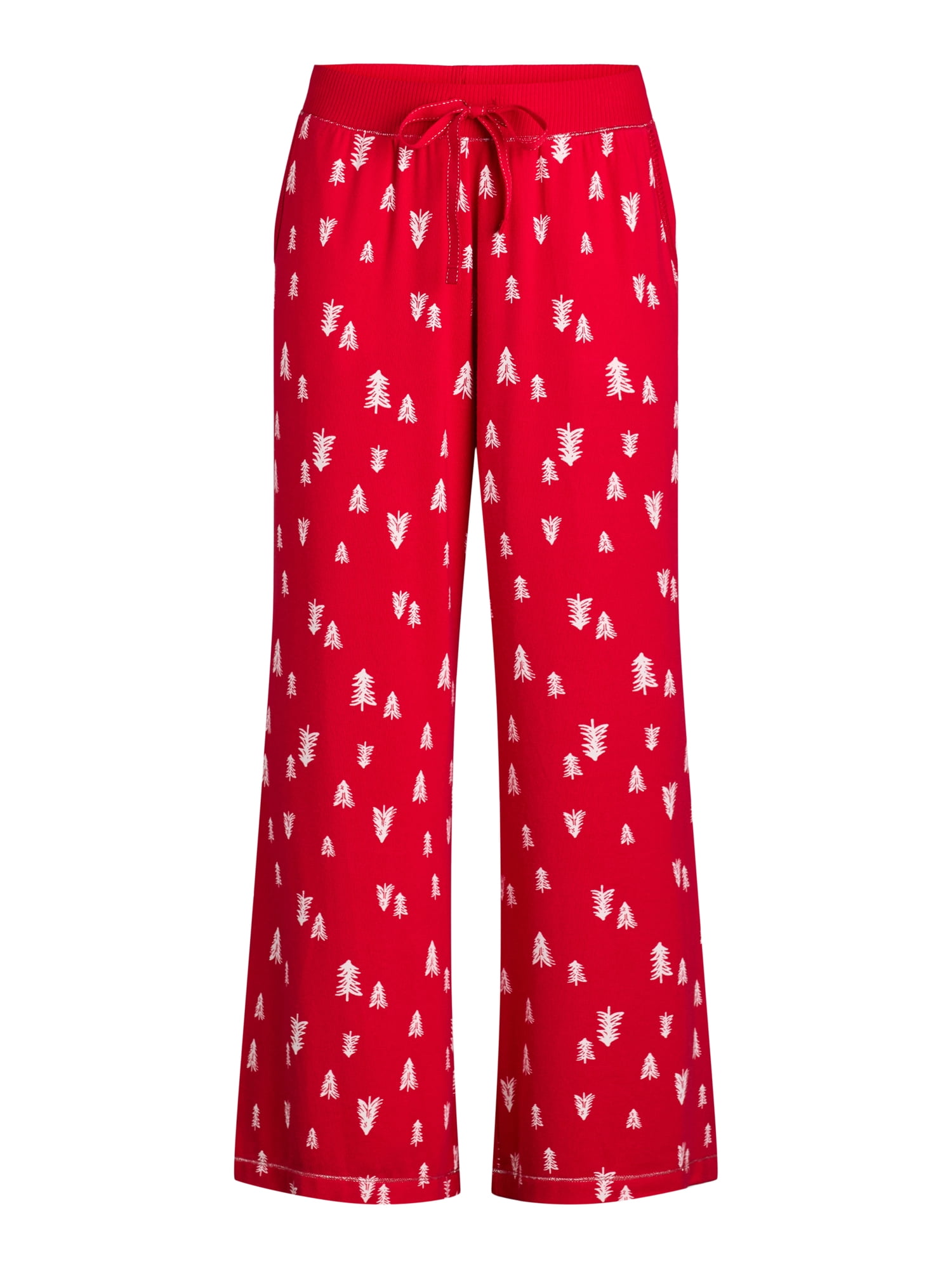 Joyspun Women's Hacci Knit Tree Print Sleep Pants, 30.5