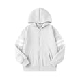thumbnail image 3 of Wsyxszg Zip Up Hoodies for Girls Fall Striped Hooded Long Sleeve Sweatshirts Kids Trendy Relaxed Fit Everyday Jackets 5-14T, 3 of 8