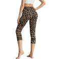 thumbnail image 2 of SCRAWLGOD Leopard Print Brown Black Capri Leggings for Women Slim Stretch High Waisted Capri Leggings with Pockets for Women Active Lightweight Tummy Control Yoga Pants, 3XL, 2 of 7