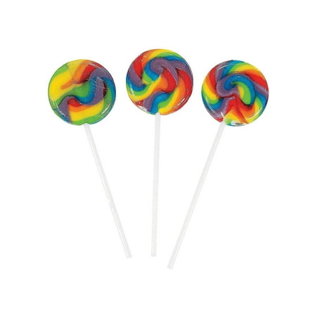 Fun Express 38 Pieces Mini Swirl Lollipops, Individually Wrapped, Birthday Party Candy Supplies for Kids