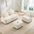thumbnail image 6 of Miekor Furniture Teddy Fabric Cloud-like 3-Seat Sofa,Curved Backrest and Armrest with Curved Lumbar Pillows, Sectional 3 Seater Modular Couch with Movable Ottoman and Supportive Double-layer c No2488, 6 of 9