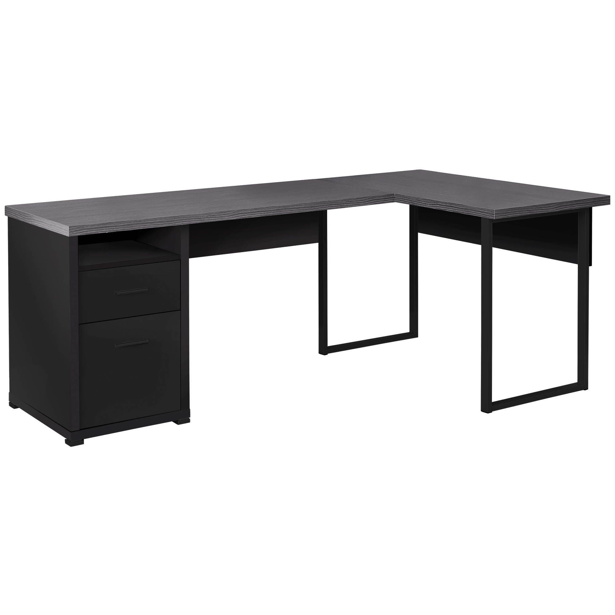 Offex 80"L Black and Grey WoodLook LeftRight Facing "L" Shaped