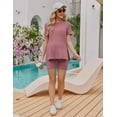 thumbnail image 4 of Ekouaer Two Piece Maternity Set Outfits Summer Short Sleeve Split Side Shirts and Shorts Maternity Loungewear Pregnancy Clothes, 4 of 7