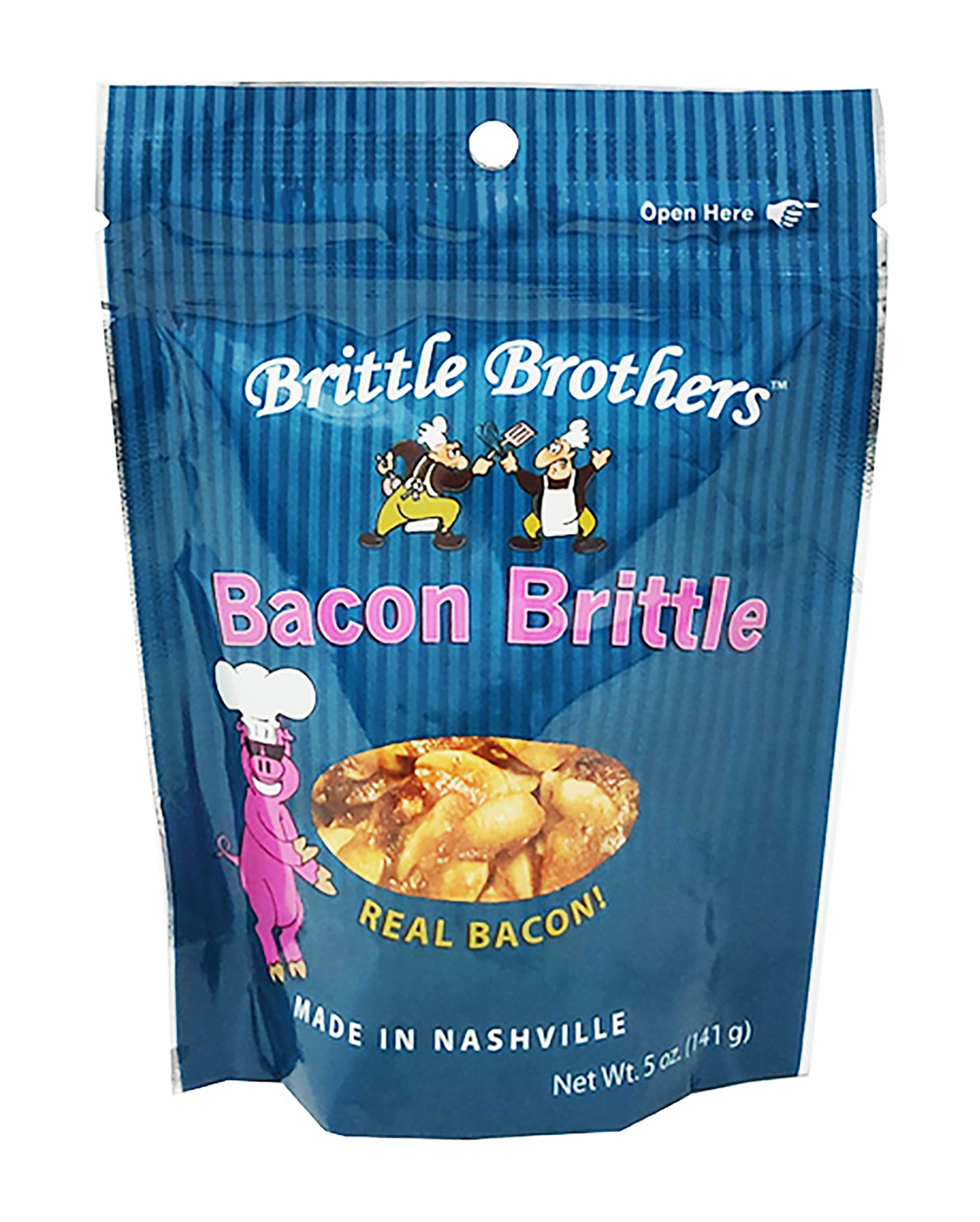 Brittle Brothers Bacon Peanut Brittle - 5 oz. Bag : Voted #1 - 4x’s more Nuts - Gift Set Cashew Pecan Bacon Corporate Christmas Mother Father Chocolate