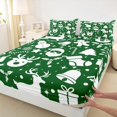 thumbnail image 3 of Castle Fairy Snowman Deer Santa Claus Twin Sheet Sets 3pcs for Children Teens,Merry Christmas Xmas Twin Fitted Sheet Microfiber,Green White Breathable Flat Sheet,Microfiber Bedroom Decor, 3 of 7