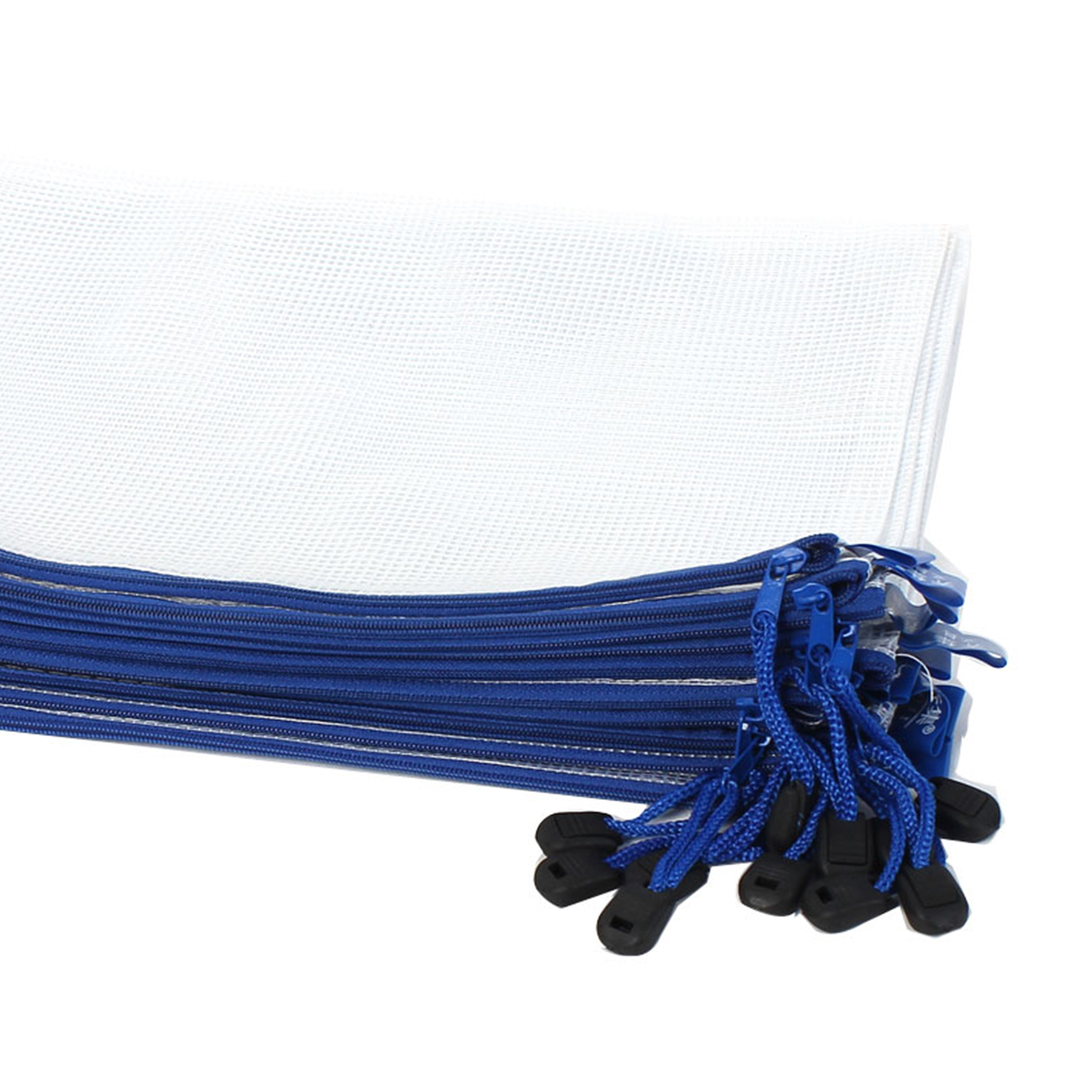 Unique Bargains Office Plastic Zip Closure A4 Paper Files Document Bags Clear Blue 12 Pcs