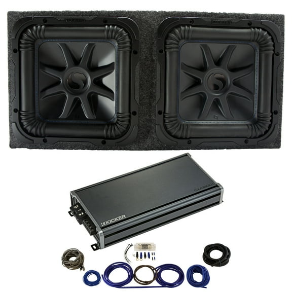 Kicker L7S12 Solo-Baric Subwoofers Sealed 1 Ohm Box with 46CXA18001 Amp & Kit